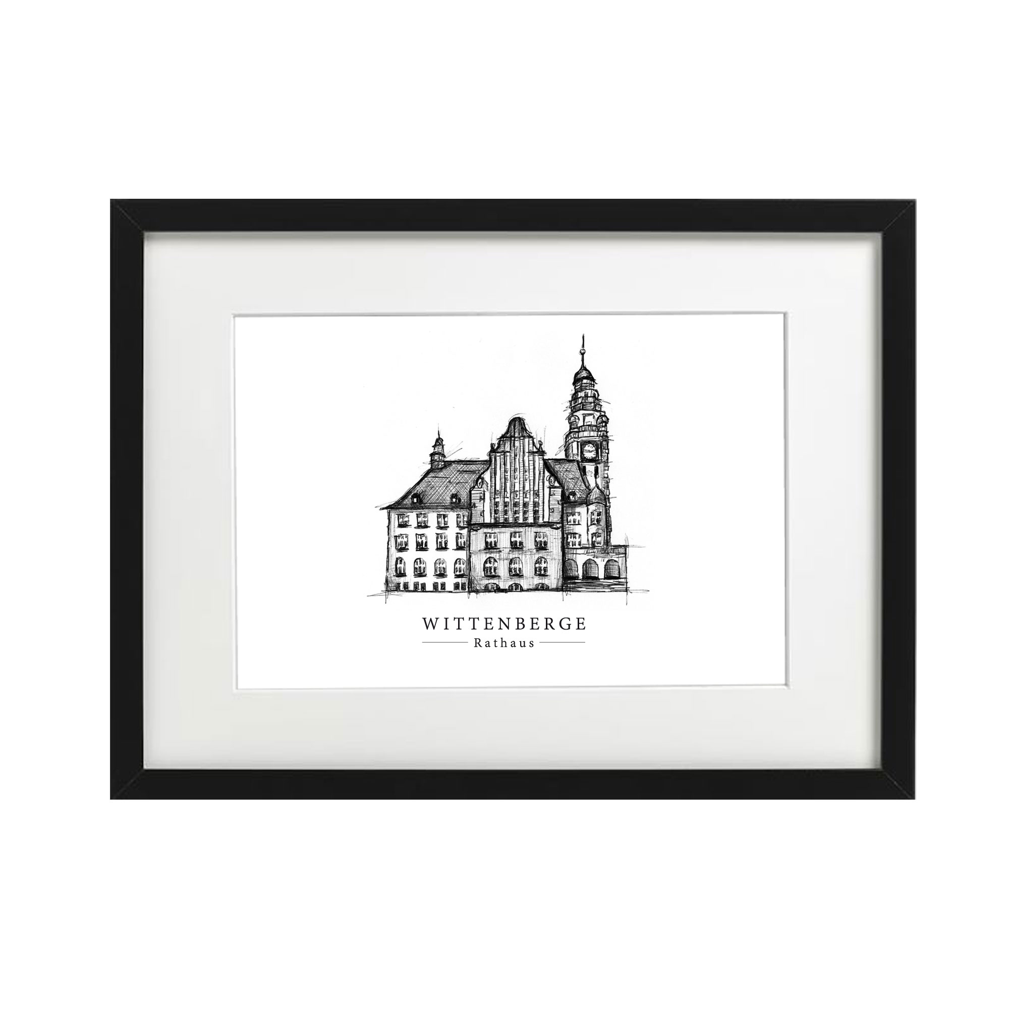 Druck rathaus wittenberge mit rahmen edition skyline 