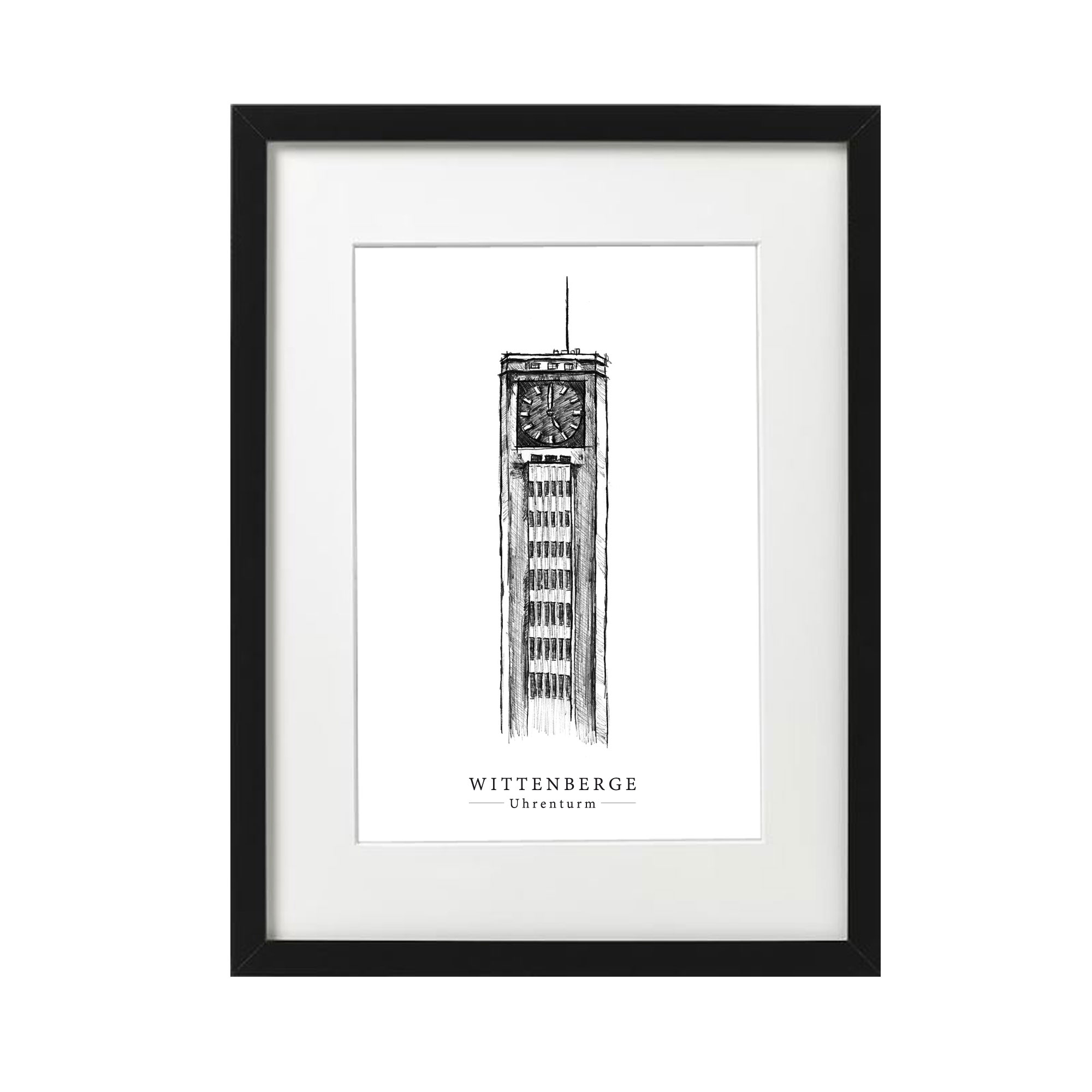 Druck Uhrenturm Wittenberge mit Rahmen